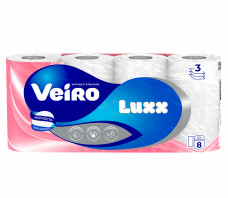 Бумага туалетная «Veiro», Luxoria, 3 cлоя, 8 рулонов 