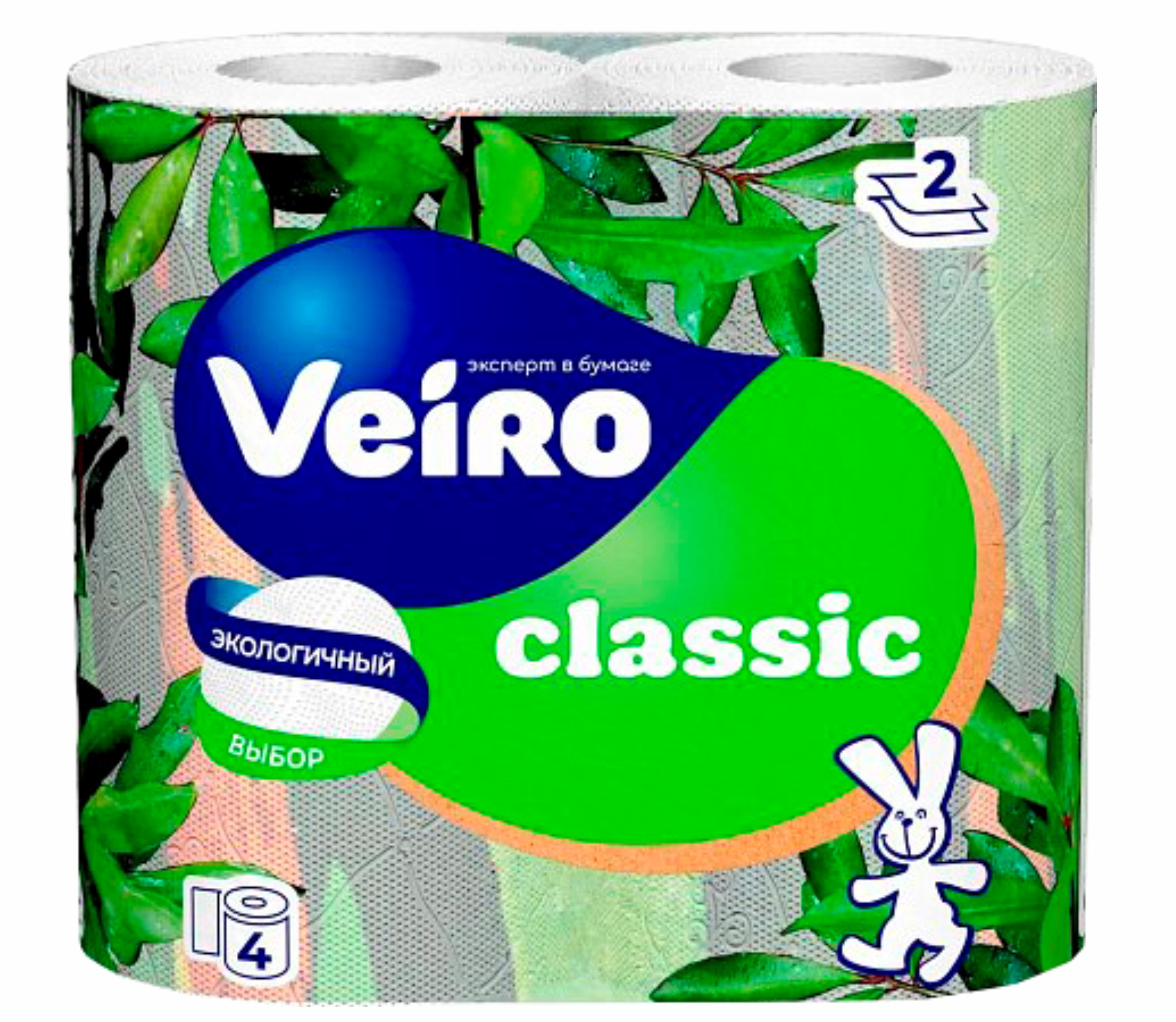 Бумага туалетная «Veiro», белая, классик, 2 слоя 4 рулона