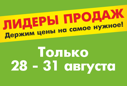 ЛИДЕРЫ ПРОДАЖ 28.08-31.08